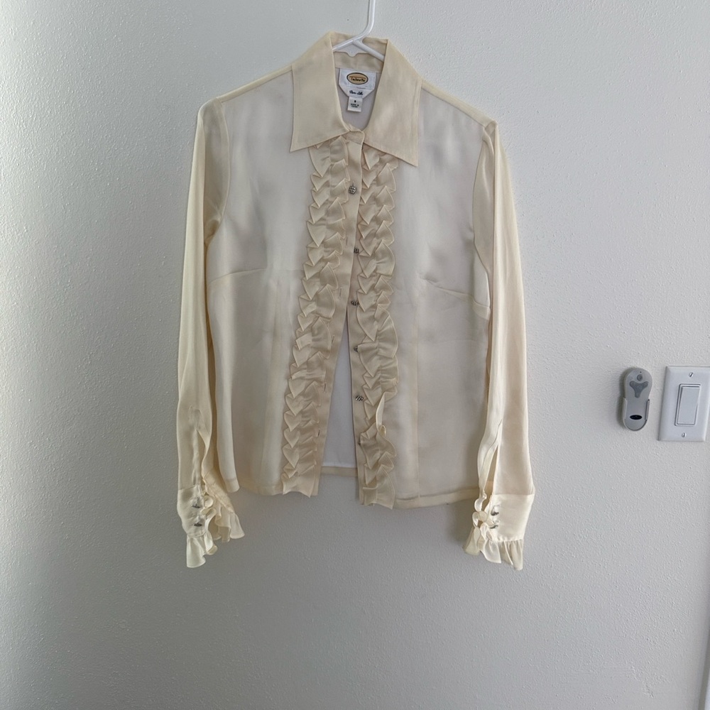Talbots Cream Ruffled Blouse - Picture 2 of 5